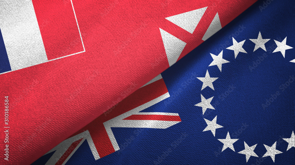 Wallis and Futuna and Cook Islands two flags textile cloth, fabric texture Wallis and Futuna and Cook Islands two flags textile cloth, fabric texture