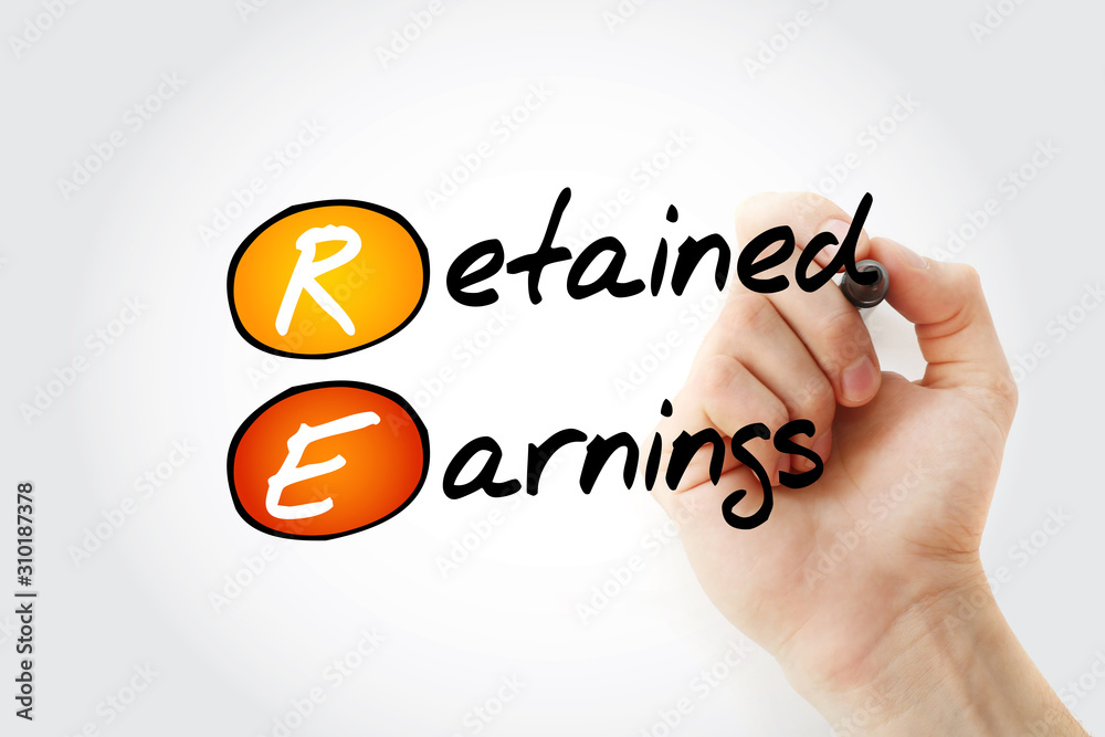 RE - Retained Earnings acronym with marker, business concept background RE - Retained Earnings acronym with marker, business concept background