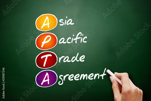 APTA - Asia Pacific Trade Agreement acronymTFTA - Tripartite Free Trade Area acronym, business concept background