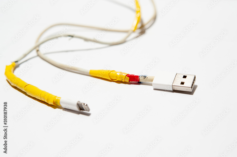 A charging cable is damaged