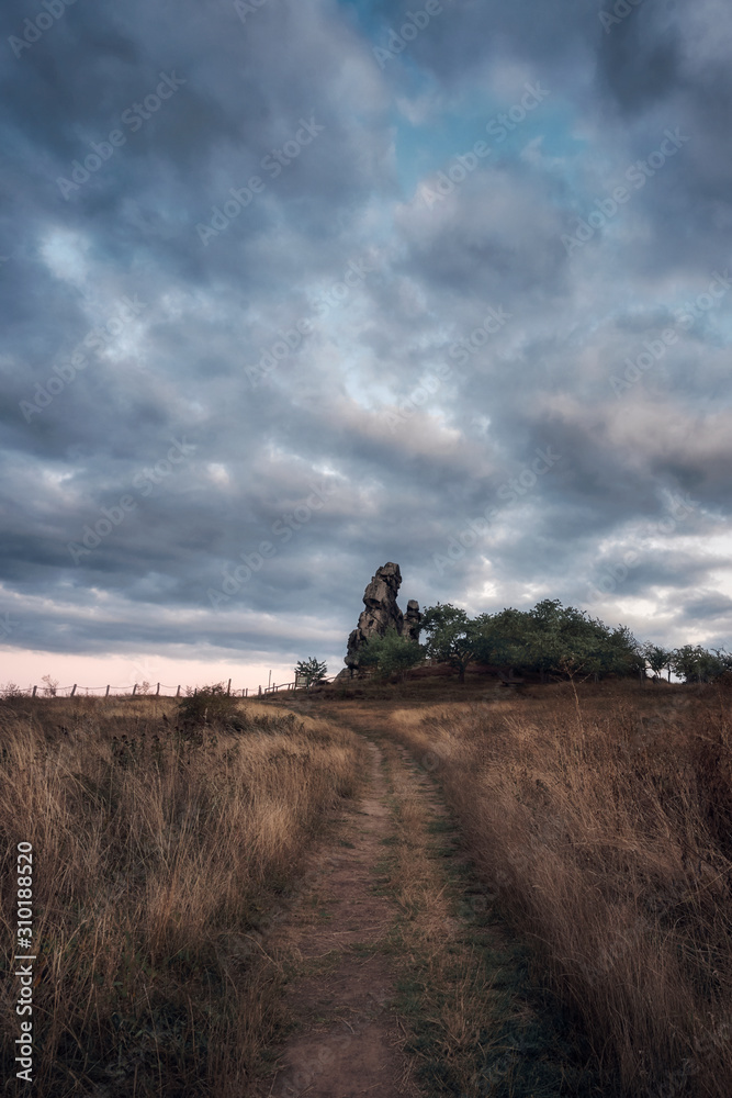 Fototapeta premium Devilswall trail in the Harz mountains near Thale in Germany