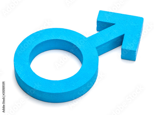 Male gender symbols of blue color isolated on a white background