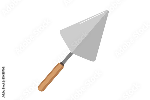 Vector flat style hand trowel icon isolated without background, metal blade for building, masonry work, equipment for laying bricks for icon, logo, poster, banner