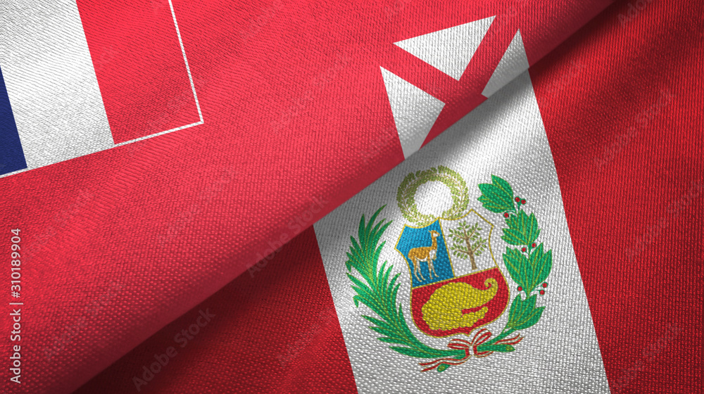 Wallis and Futuna and Peru two flags textile cloth, fabric texture Wallis and Futuna and Peru two flags textile cloth, fabric texture