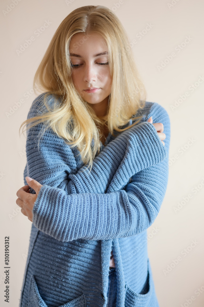 Portrait of beautiful sensual woman with blue eyes. Studio shot. Portrait of beautiful sensual woman with blue eyes. Studio shot.