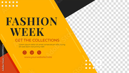Fashion week banner template. Promotion fashion banner for website, flyer and poster