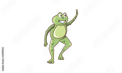 frog on its hind legs. green character, good toad, toad on hind legs. - vector, illustration.
