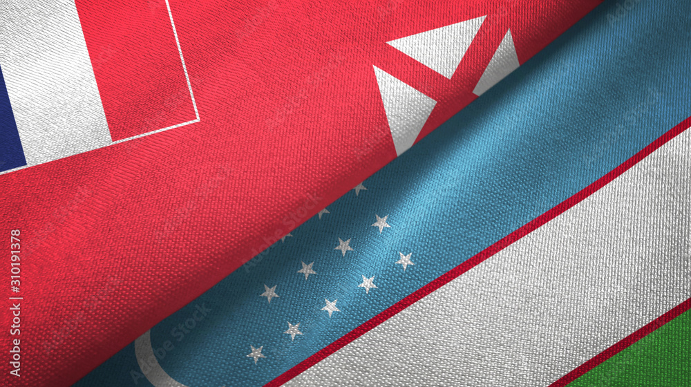 Wallis and Futuna and Uzbekistan two flags textile cloth, fabric texture Wallis and Futuna and Uzbekistan two flags textile cloth, fabric texture