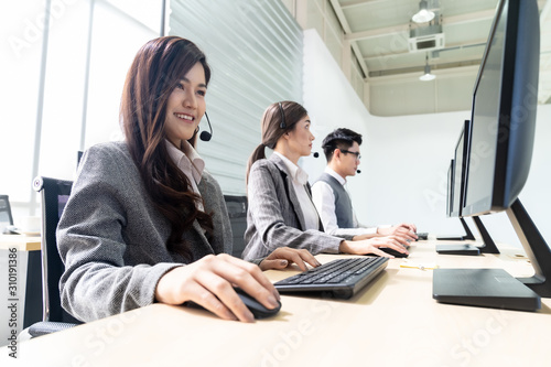 Smiling call Center working