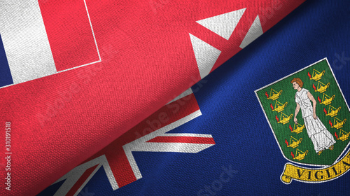 Wallis and Futuna and Virgin Islands British two flags textile cloth photo