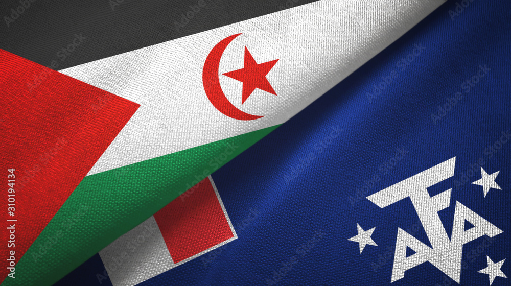Western Sahara and French Southern and Antarctic Lands two flags textile cloth Western Sahara and French Southern and Antarctic Lands two flags textile cloth