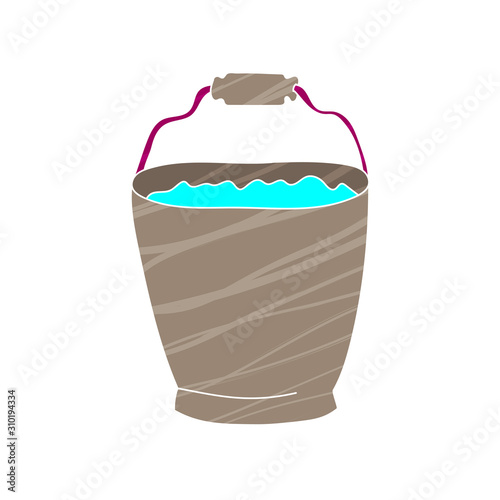 Water bucket Hand drawn design vector with color textures. unique elements and icons