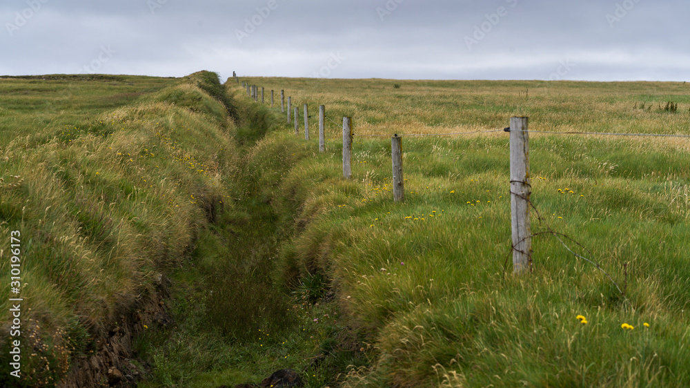 Fence in a field, Downpatrick Head, Killala, County Mayo, Ireland