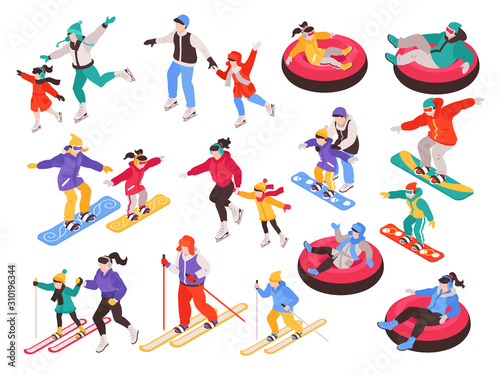 Winter Activities Isometric Set
