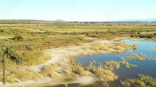 Beautiful nature park Vrana lake (Vransko jezero), Dalmatia, Croatia, aerial of lake shore  photo