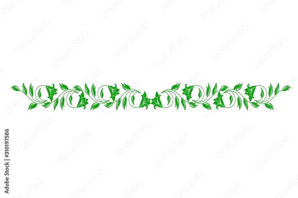  green leaves isolated on white