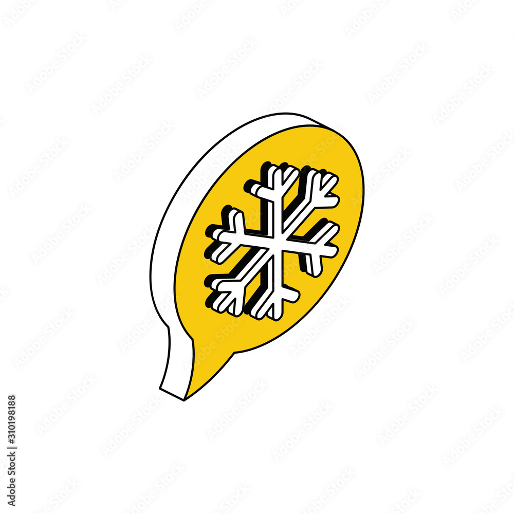 Chat bubble snow. Vector line, 3d stroke isometric, color web icon, new flat style. Creative illustration design, abstract idea for infographics. Chat bubble snow. Vector line, 3d stroke isometric, color web icon, new flat style. Creative illustration design, abstract idea for infographics.