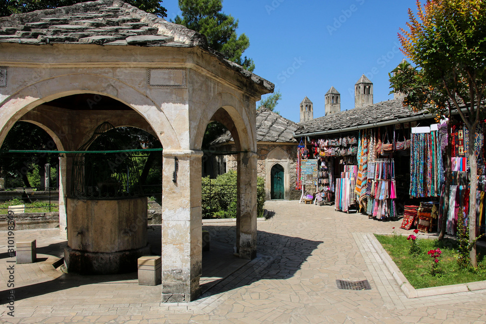 Fototapeta premium The old part of the town of Mostar with buildings in arabic style, Bosnia and Herzegovina