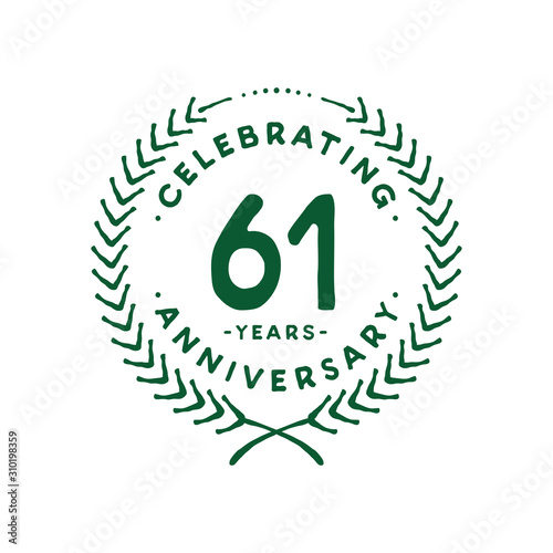 61 years design template. 61st logo. Vector and illustration.
