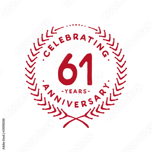 61 years design template. 61st logo. Vector and illustration.