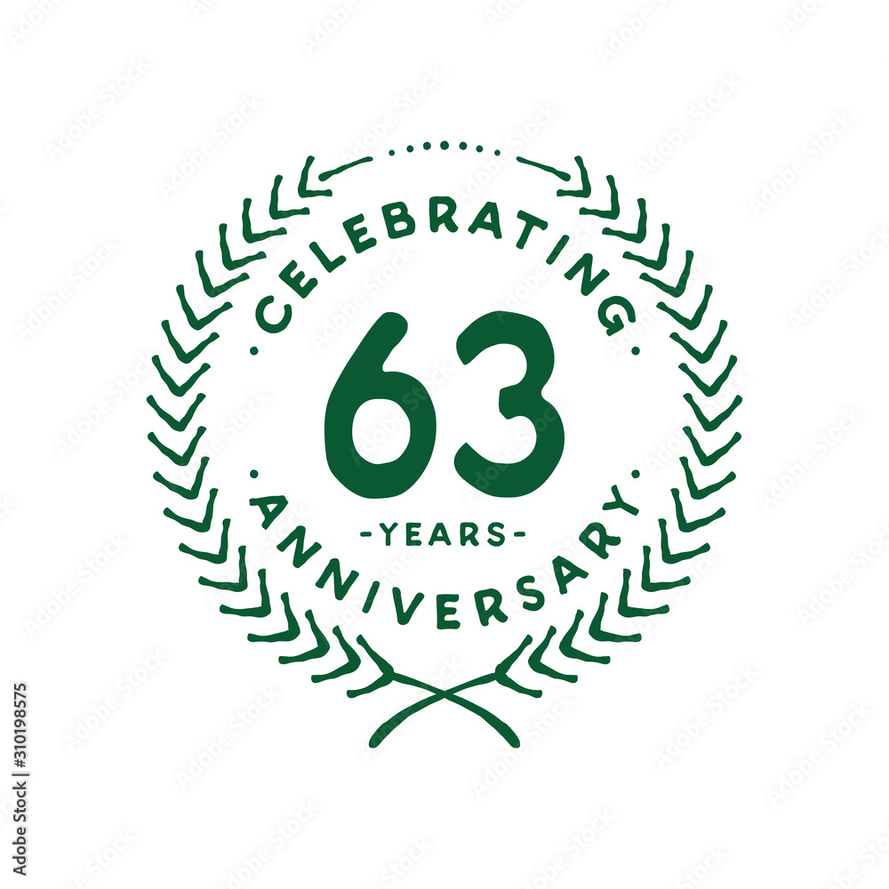 63 years design template. 63rd logo. Vector and illustration. 63 years design template. 63rd logo. Vector and illustration.