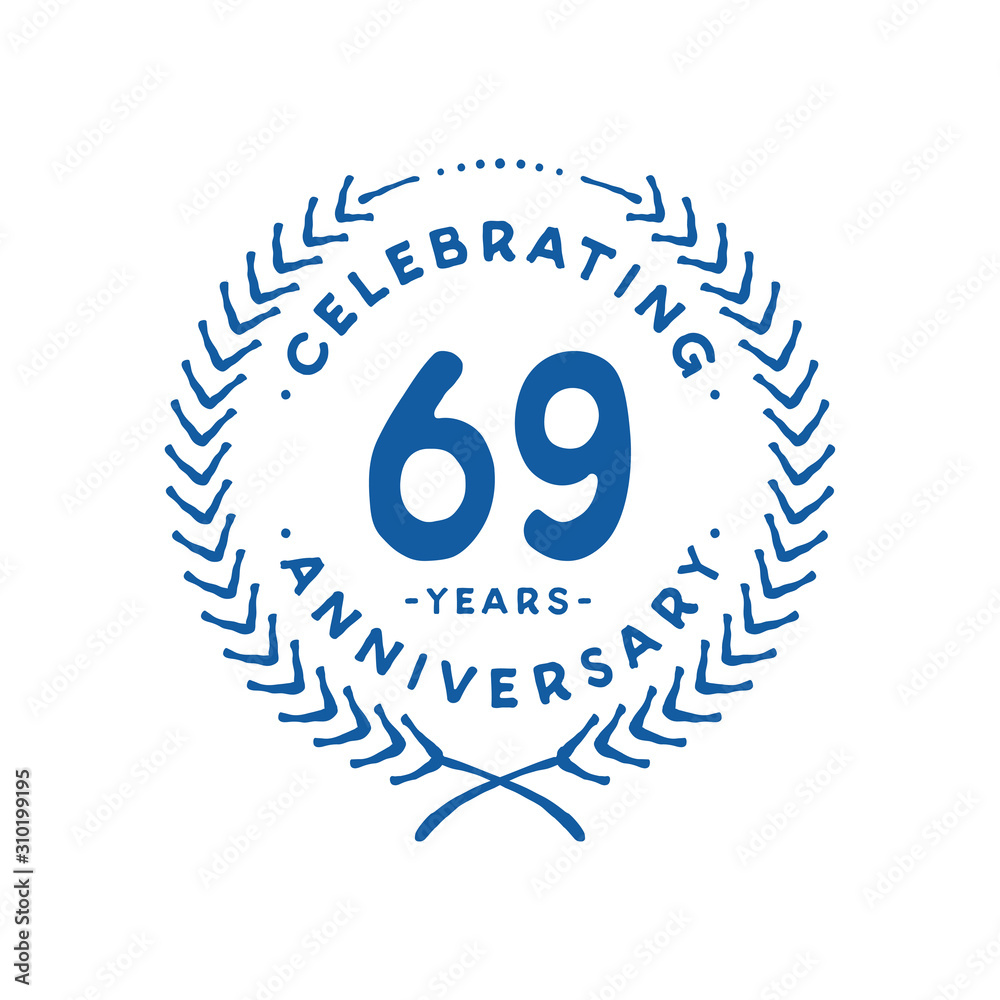 69 years design template. 69th logo. Vector and illustration. 69 years design template. 69th logo. Vector and illustration.