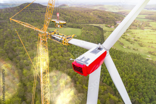 Wind turbine tower under construction