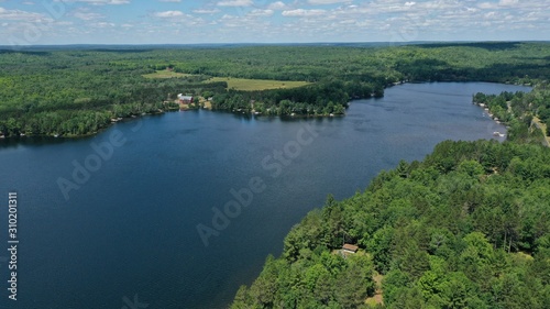 Lake in Michigan s Upper Peninsula in Summer  Drone 