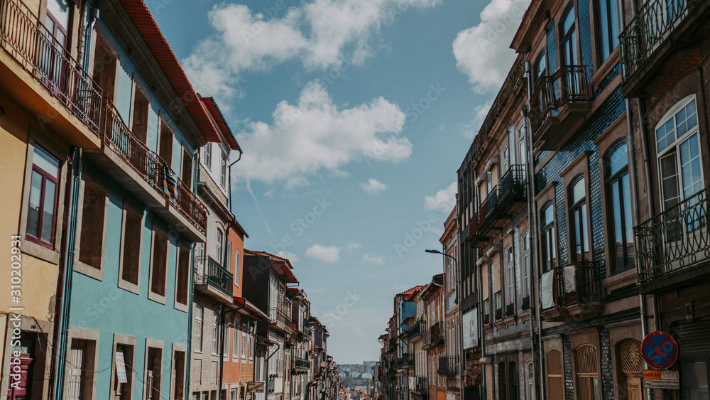 Downtown street in Porto, Portugal