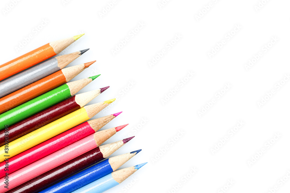 Fototapeta premium Color pencils isolated on white background.