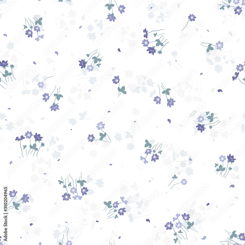 Cute hand drawn floral seamless pattern, flower background, great for spring and summer textiles, wrapping, wallpaper - vector design
