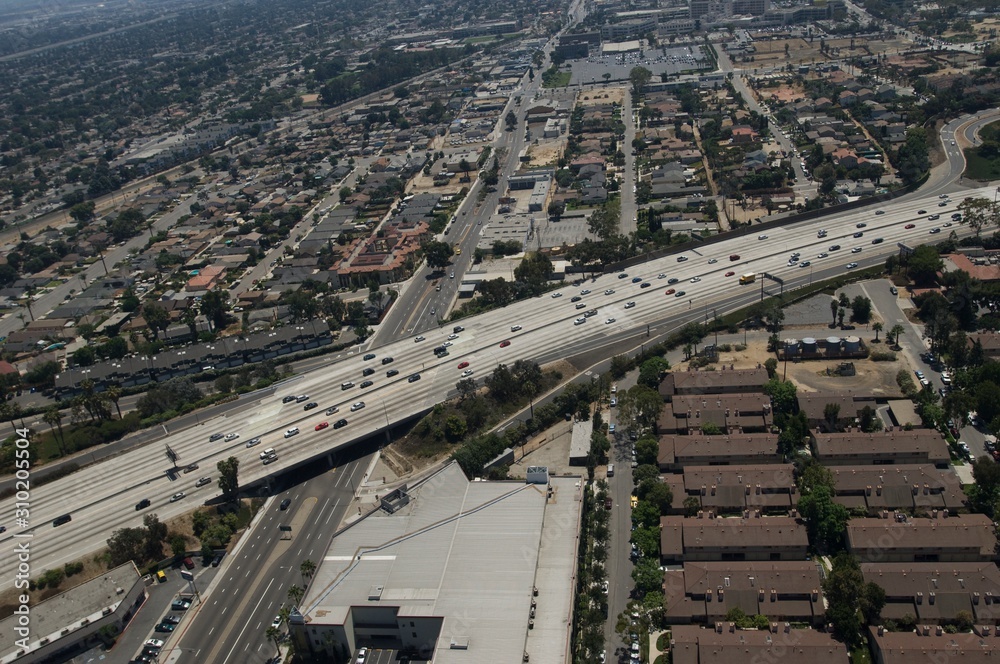 Aerial view of Highway in Los Angeles