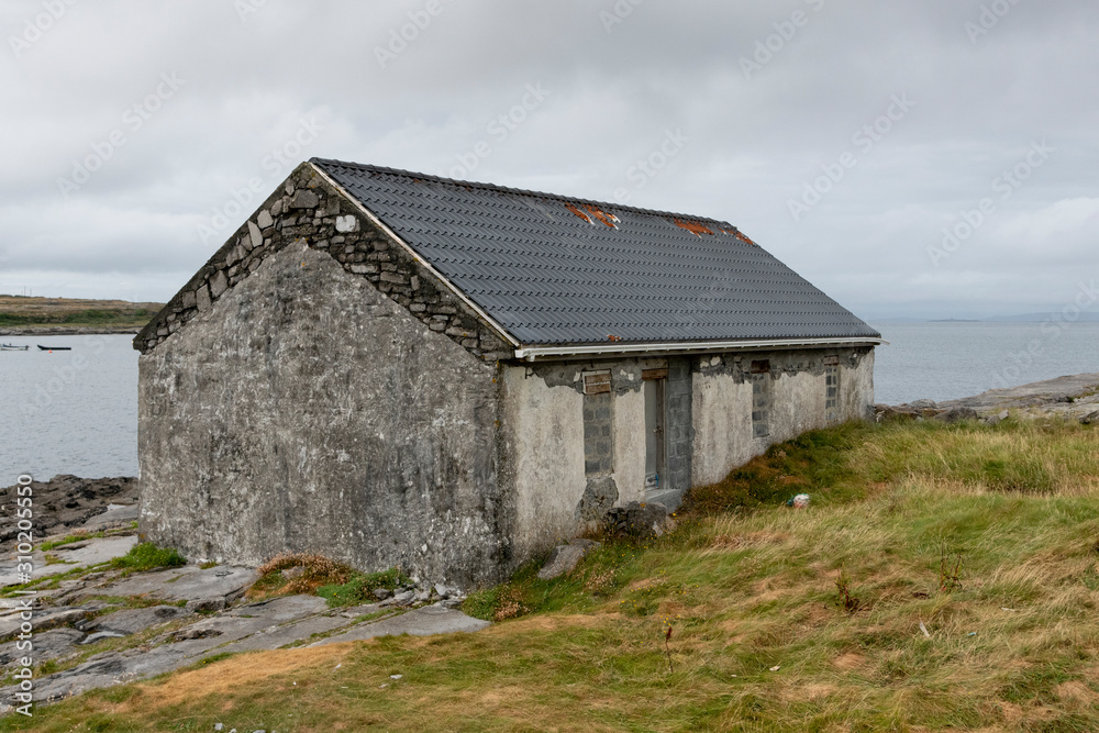 Abandoned building on coast, Kilronan, Inishmore, Aran Islands, County Galway, Ireland Abandoned building on coast, Kilronan, Inishmore, Aran Islands, County Galway, Ireland