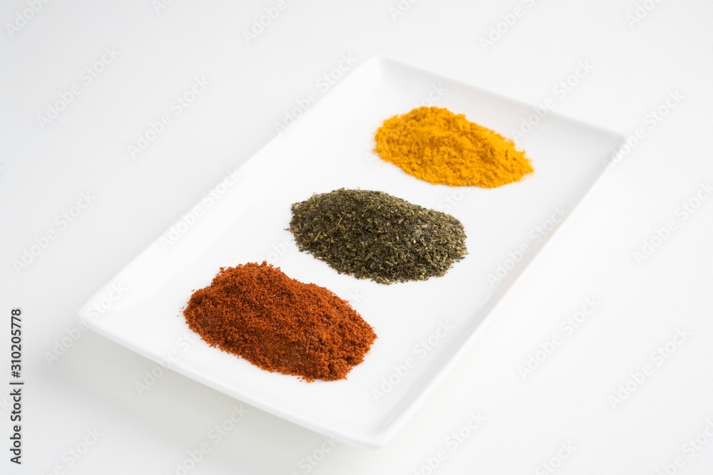 Spices With Green Tea In Tray