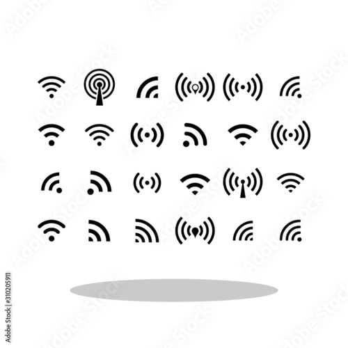 WI-FI icon set in trendy flat style. Wireless connection symbol for your web site design, logo, app, UI Vector EPS 10. 