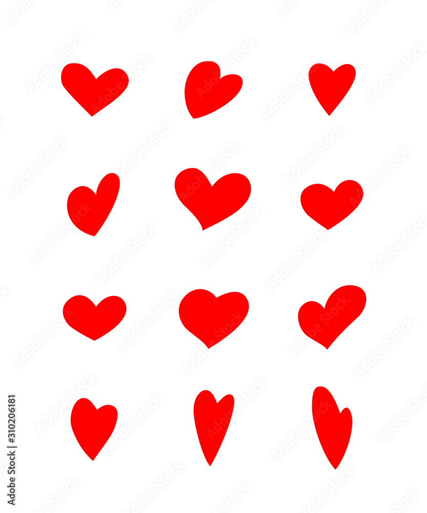 Hearts hand drawn vector illustrations set
