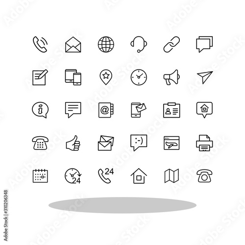 Contact Us icon set in trendy flat style. Contacting symbol for your web site design, logo, app, UI Vector EPS 10. 