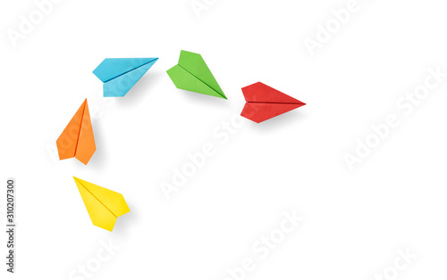 Red paper plane leader concept, Leadership and Business competition concepts