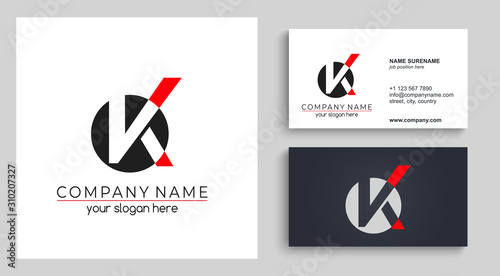 Letter K V logo or monogram. blank for business card. For your business. Vector sign.