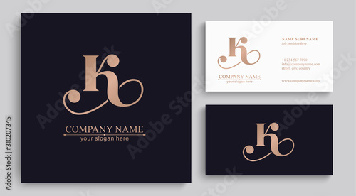 Letter K logo or monogram. blank for business card. For your business. Vector sign. photo