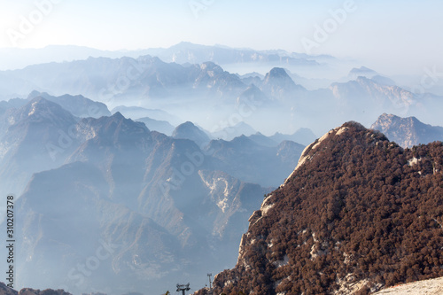 Mountain view from the peak of Huashan