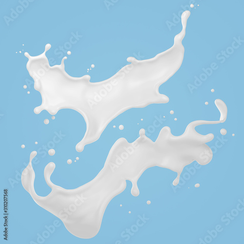 set of Milk ripple splash background element  3d rendering.