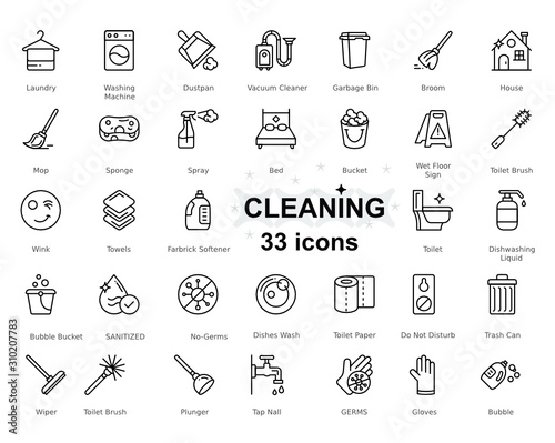 Maid service Vector Set, cleaning service Icon Pack, apartment cleaning and janitorial Services Design Set on White Background