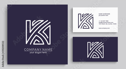 Letter K logo or monogram. blank for business card. For your business. Vector sign.
