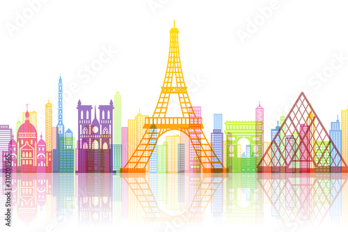 Paper cut of France landmark, travel and tourism concept.