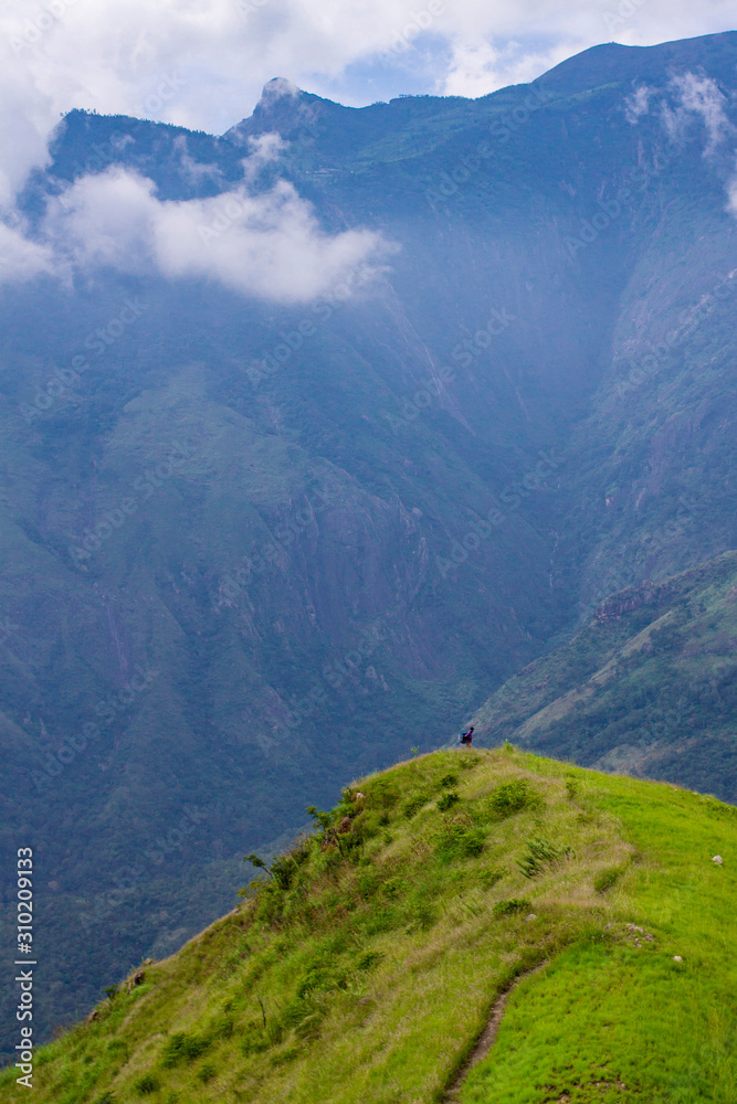 Fototapeta premium Trekking at Kurangani HIlls. Tamil Nadu, India