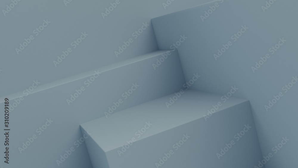 Light geometric shapes abstractly placed on the floor or in the air