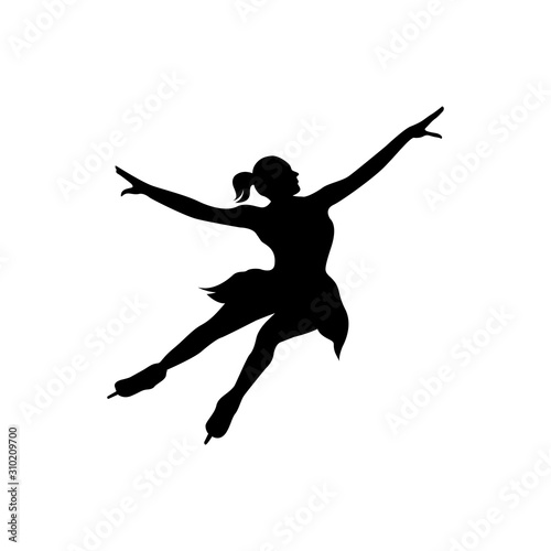 Black silhouette of ballerina figure, vector illustration