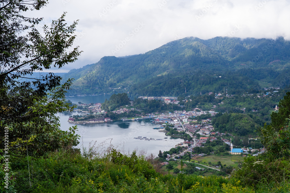 View of Ajibata town - Parapat from Motung hill highway