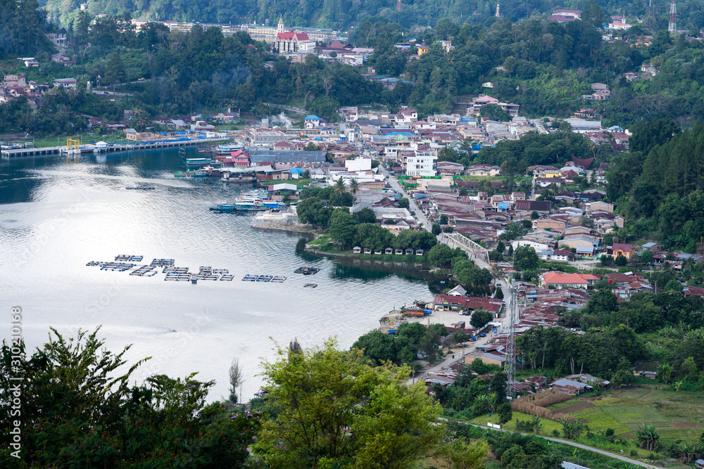 View of Ajibata town - Parapat from Motung hill highway